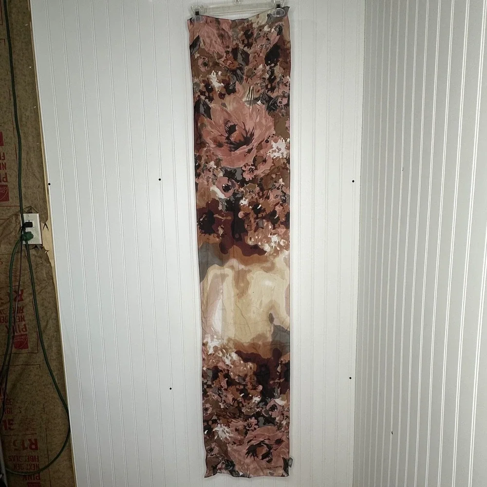 Vince Camuto Floral Watercolor Scarf Pink Silk Blend Lightweight Spring Layering